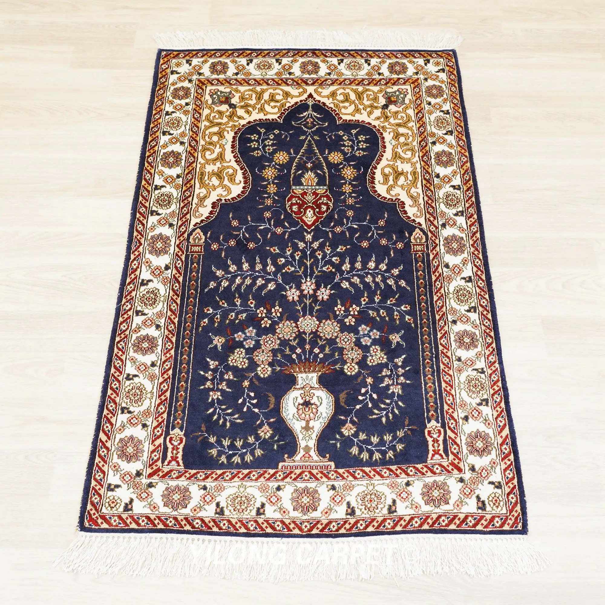 76x122cm Blue Hand Knotted Carpets Flowers handmade Silk Home Decor Rug (YJH124AB)