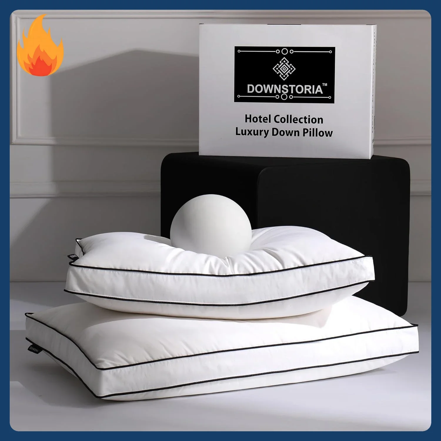 

Подушки из пуха и пера King Size, комплект из 2 штук с бортиком, роскошная гостиничная коллекция, 2 подушки для сна, пуховые подушки с бортиками по периметру