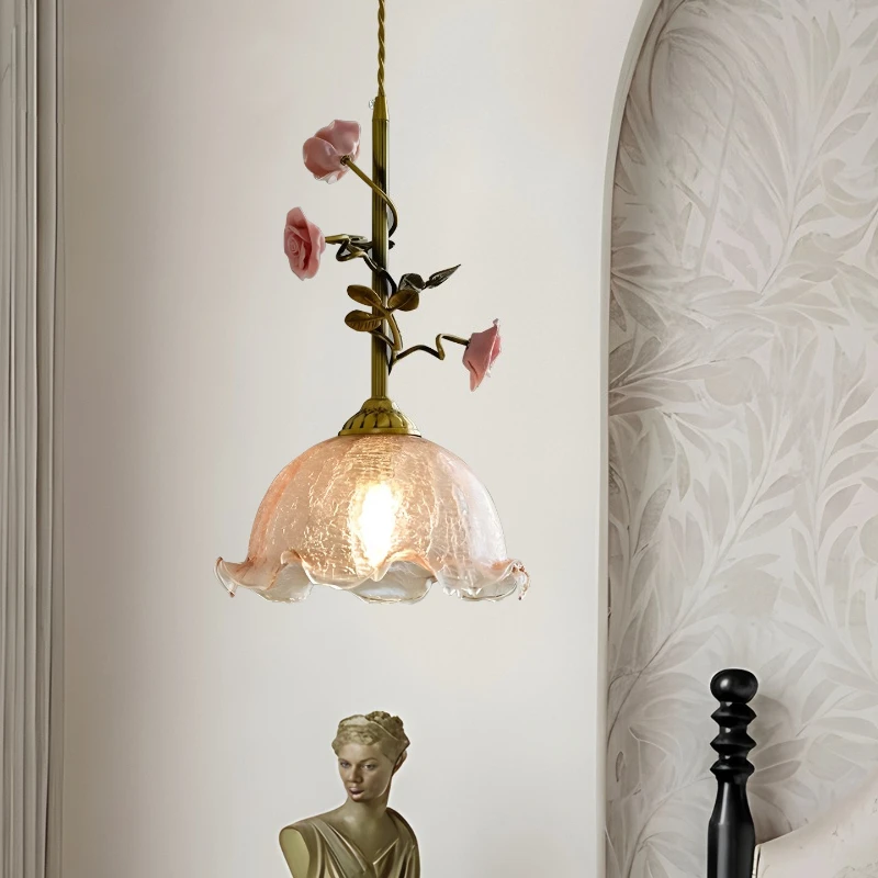 

Bedside chandelier atmosphere rose flower small chandelier creative personality retro art