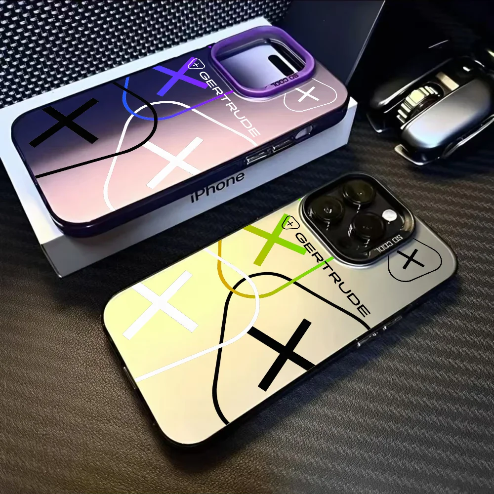 

Lovely Fashion G-Gertrudes Phone Case For iPhone 16 15 14 13 12 11 Pro Max Black Purple Matte Laser Metallic Aurora Funda