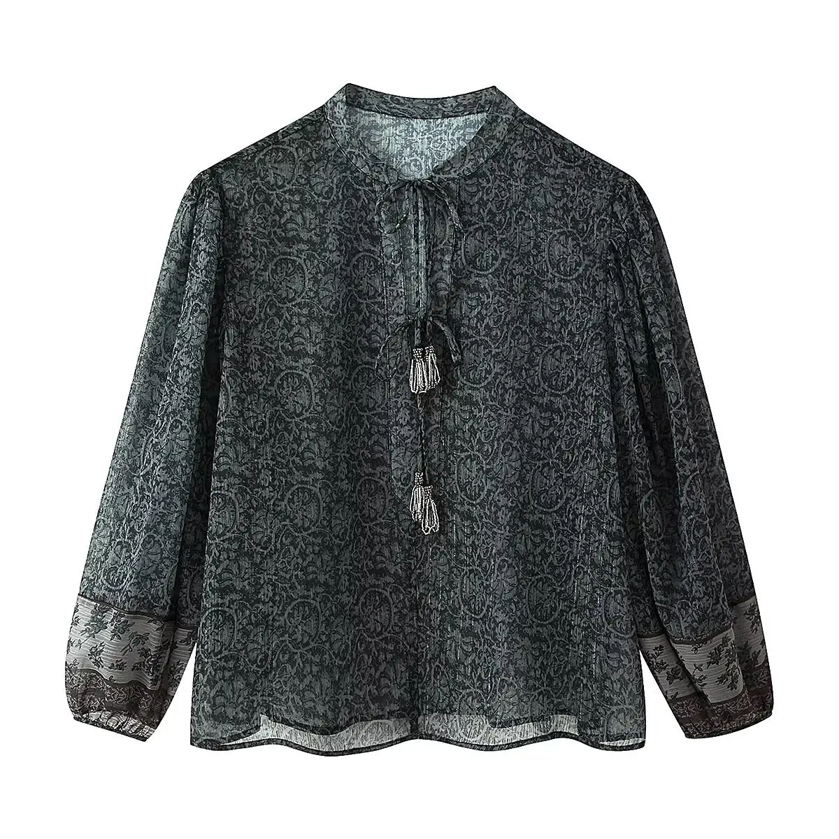 

Women's Fashion Metallic Thread Printed Shirt