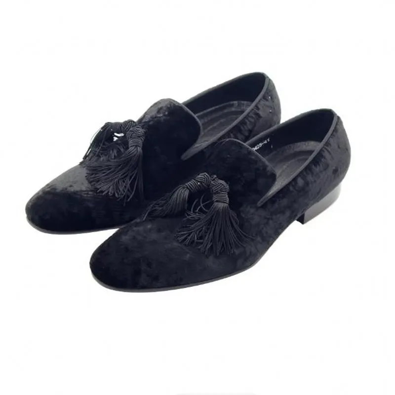 Black Velvet Mens Loafers Shoes Flat heel Slip on Gentlemen Men Driving Boats Men's Casual Shoes