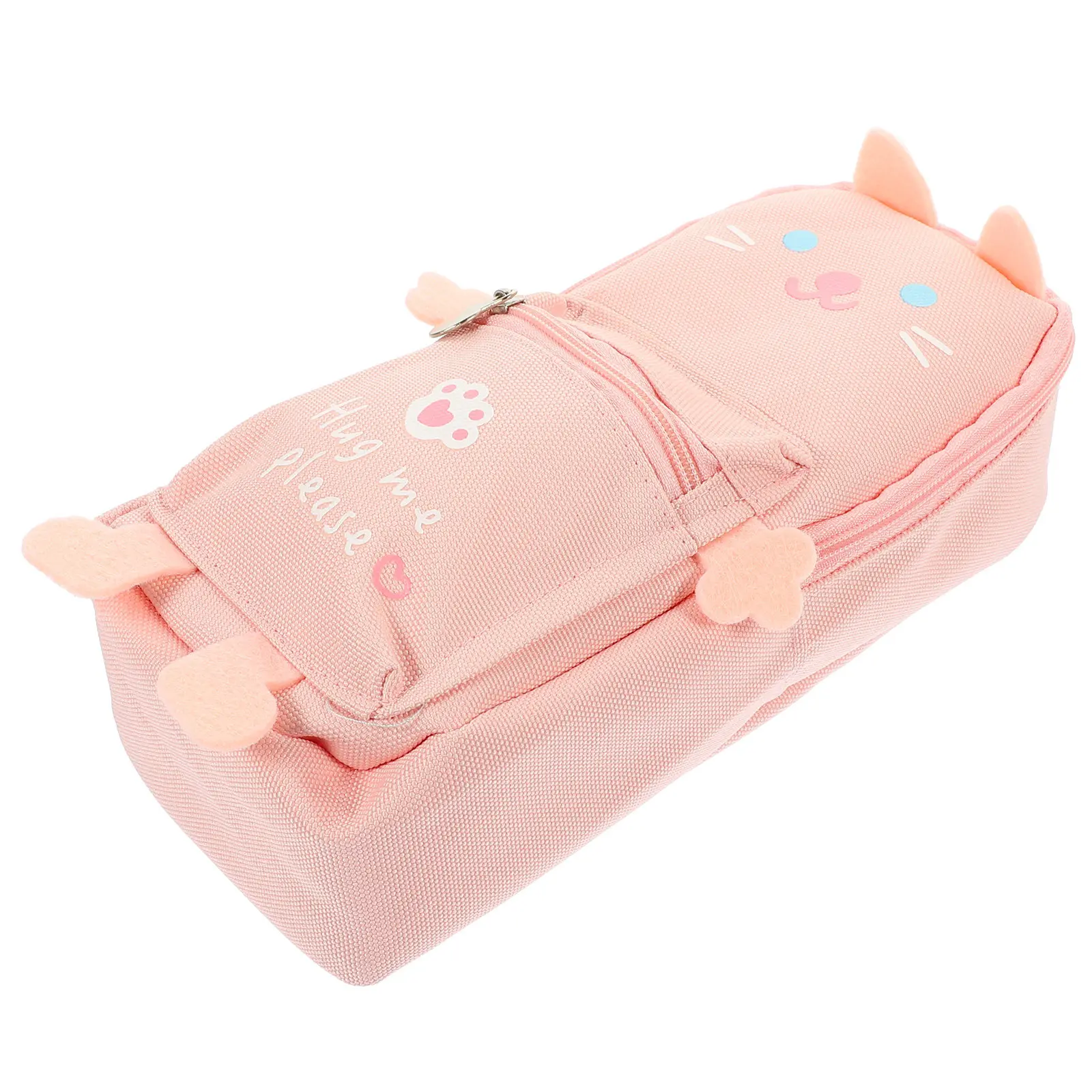 Wear Resistant Pencil Bag Canvas Large Capacity Daily Use Multi-Function Zipper Pencil Case for Students Adorable Pen Pouch