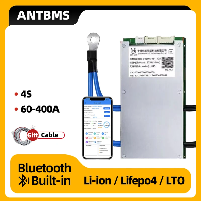 

ANT SMART BMS Stop Батарея Взрыв 4S 12 В Li-ion lifepo4 18650 21700 26650 с BT Для блока питания/автомобильного пускового аккумулятора/велосипеда 130 А