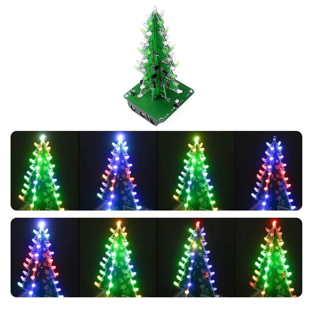 DIY LED Christmas Tree Colorful Easy Making Christmas Tree Electronic Learning Kit Module 37PCS LED Light DIY Christmas Gift