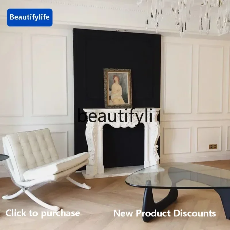 

cqy French fireplace decorative cabinet marble carved mantel living room European mantel