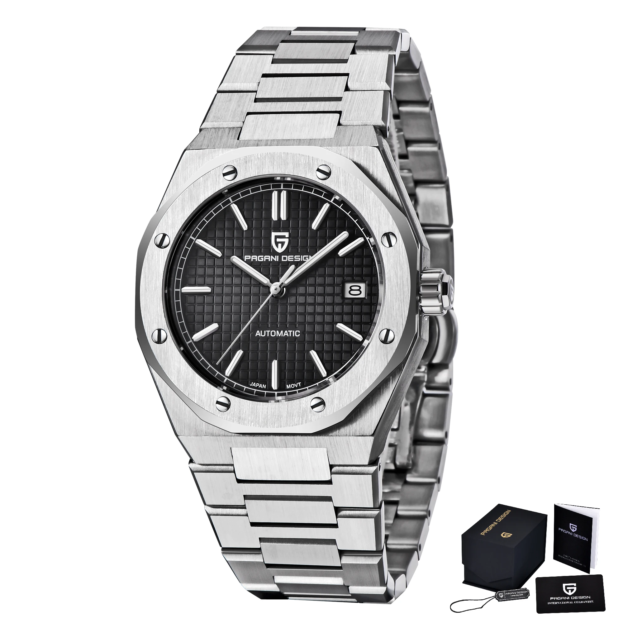 PAGANI DESIGN 8215 Men's Automatic Mechanical Watch 40MM Sapphire Stainless Steel Waterproof 10Bar Luminous C3 Reloj Hombre image 3
