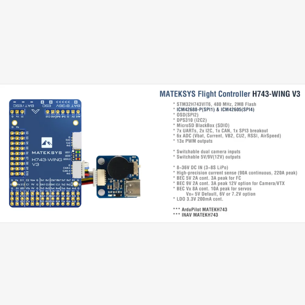 H743-V3 FC ArduPilot INAV 3-8S Mini controller di volo per FPV multirotore RC ad ala fissa