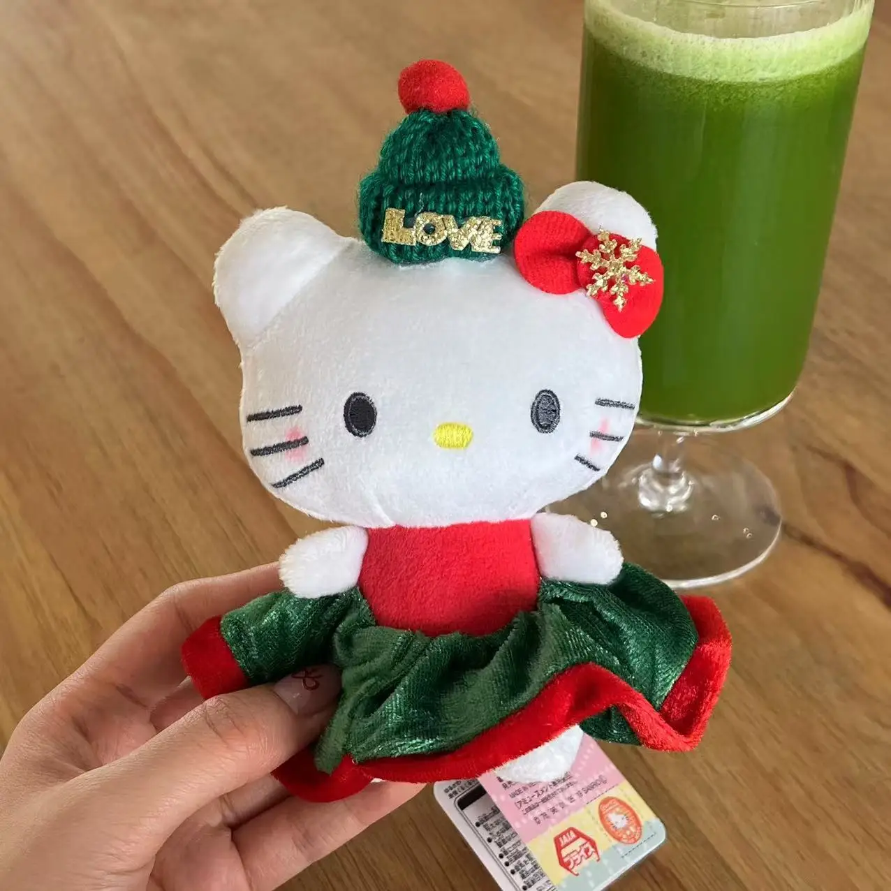 13 cm Sanrio Hello Kitty Plüschtiere KT Hawaiianisches schwarzes Leder Katzenplüschtiere Anhänger Schlüsselanhänger Mädchen Geburtstag Weihnachtsgeschenk