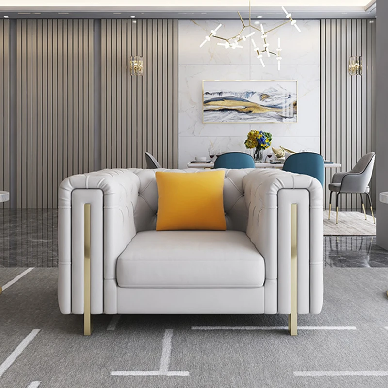 Sofa kulit desain minimalis modern ruang tamu furnitur apartemen rumah mewah 3 kursi