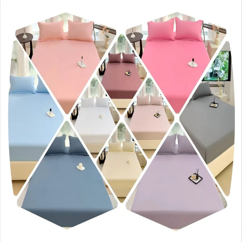1PC Solid Color Fitted Sheet Soft Breathable Bed Mattress Cover with Elastic Band, 10+ Colors Available