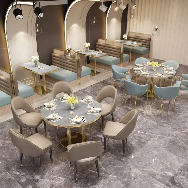 Modern Luxury Coffee Shop Sofa Restaurant Booth and Tables Custom Dubai Restaurant Furniture Sets