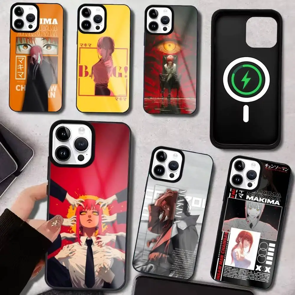 

M-Makima Saw Phone Case For iPhone17,16,15,14,13,12,11 Plus,Pro Max Magnetic For Magsafe Wireless Charging