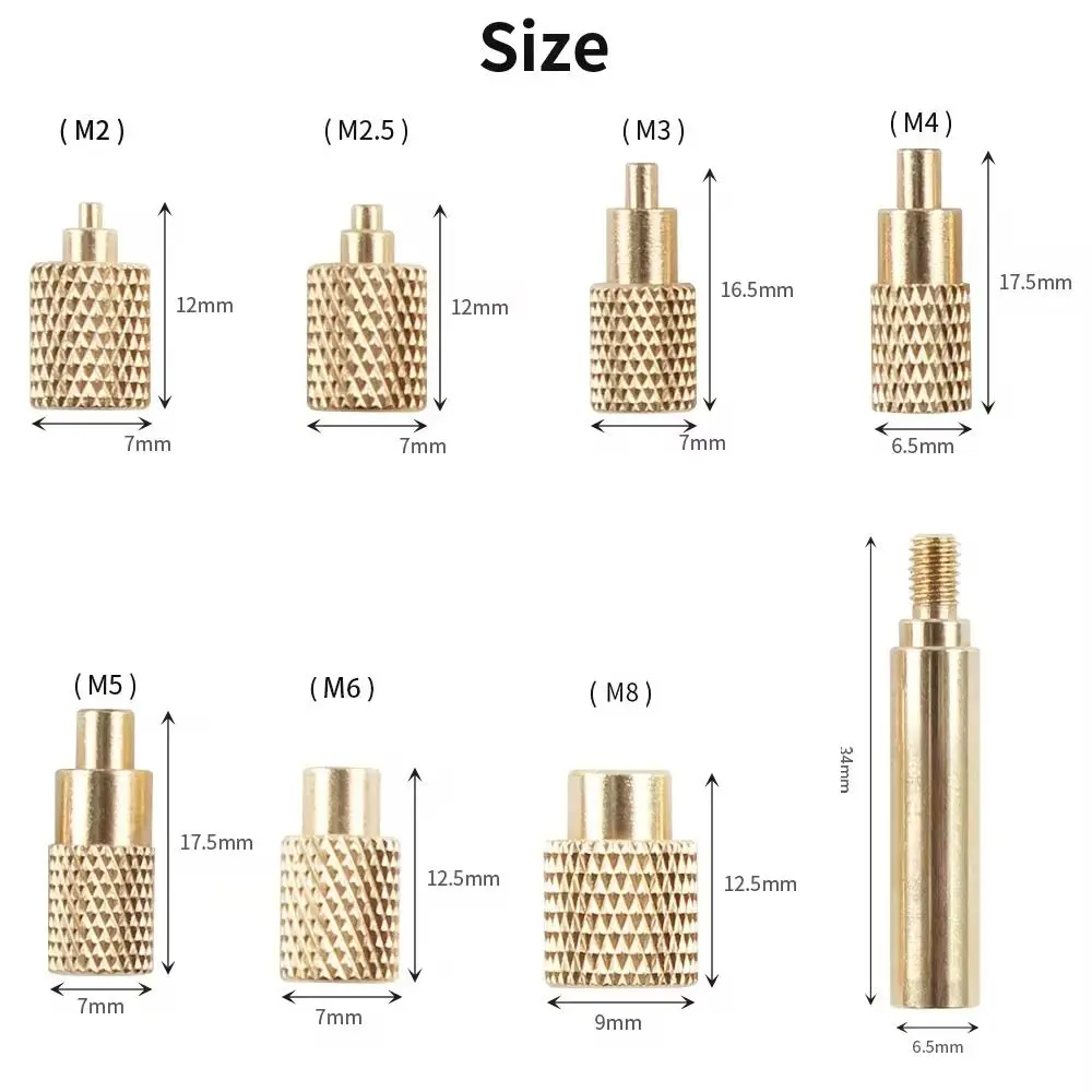 1Set Universal 936 T12 Soldering Iron Tip Brass M2-M8 Heat Insert Nut Tip Hot Nut with Adapter Internal/External Thread Head