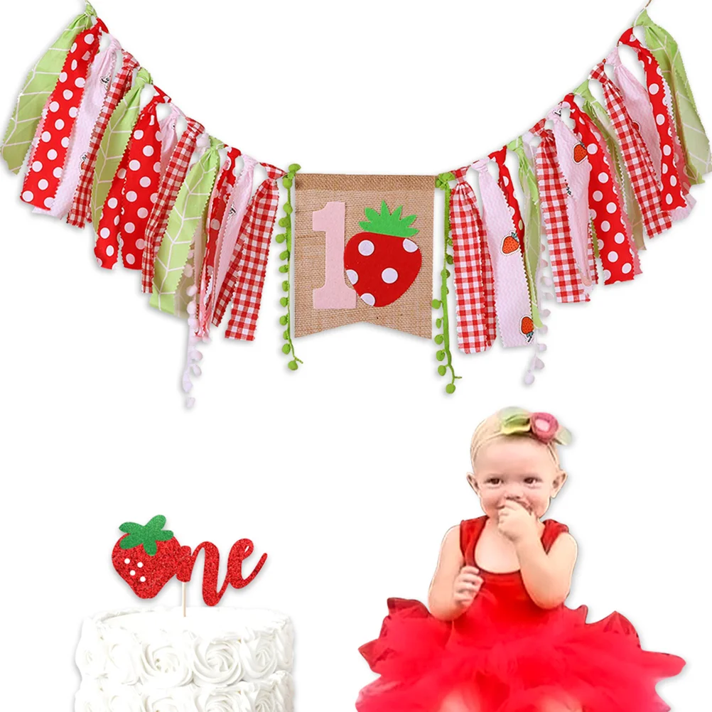 

Baby High Chair Birthday Party Flag Bunting Wedding Venue Layout Supplies Strawberry Banner Banquet