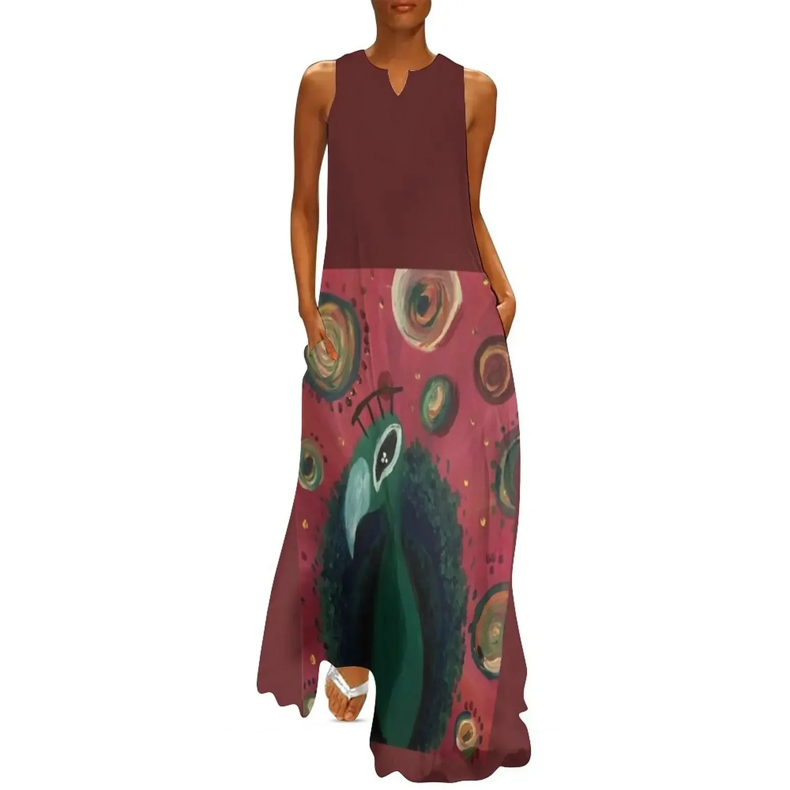 

Feathery Fun Long Dress clothes for woman women's elegant loose dresses Beachwear Dress