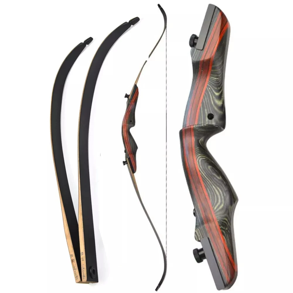 

62" Recurve Bow 20-50lbs Takedown Wooden Riser Limbs Archery Hunting Target Hunting Bow Shooting