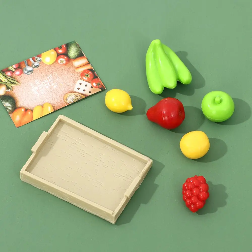 1:12 Mini simulazione frutta e verdura artificiale casa delle bambole cesto di bambù vegetale accessori in miniatura per bambini