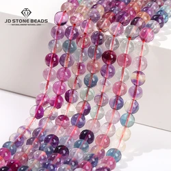 5A High Quality Natural Fluorite Stone Round Loose Spacer 4 6 8mm Pick Size For Jewelry Making Diy Necklace Bracelet Accessory