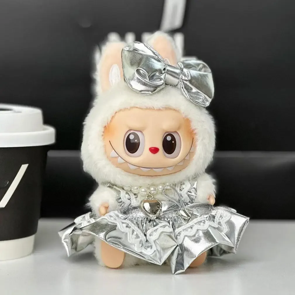 Mini Ropa para muñecas, accesorios para Ropa Labubu de 15-17cm y Vestido de muñeca de algodón de 10cm, traje, collar, Ropa