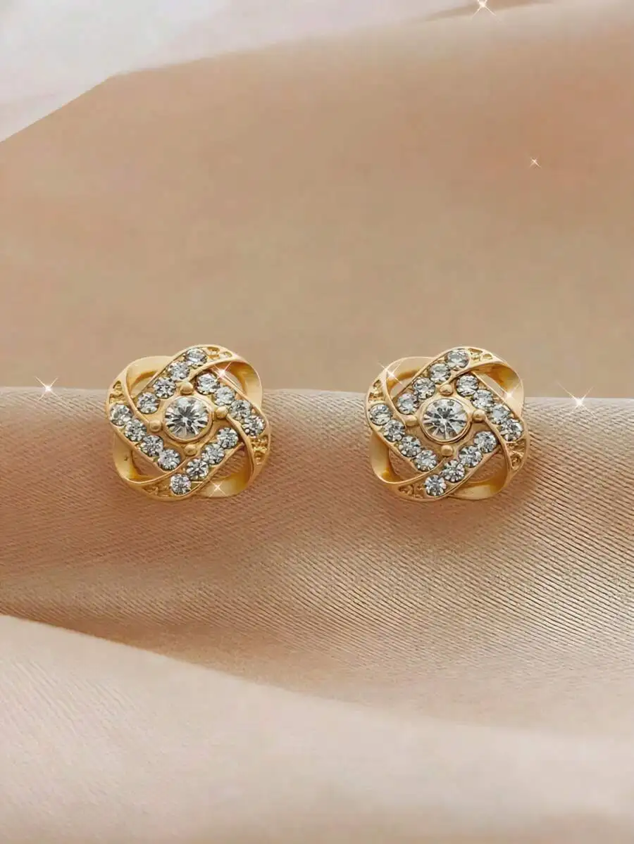 

Floral Knot Design Stud Earrings For Women, Fashion Jewelry Gift For Valentines Day Mothers Day