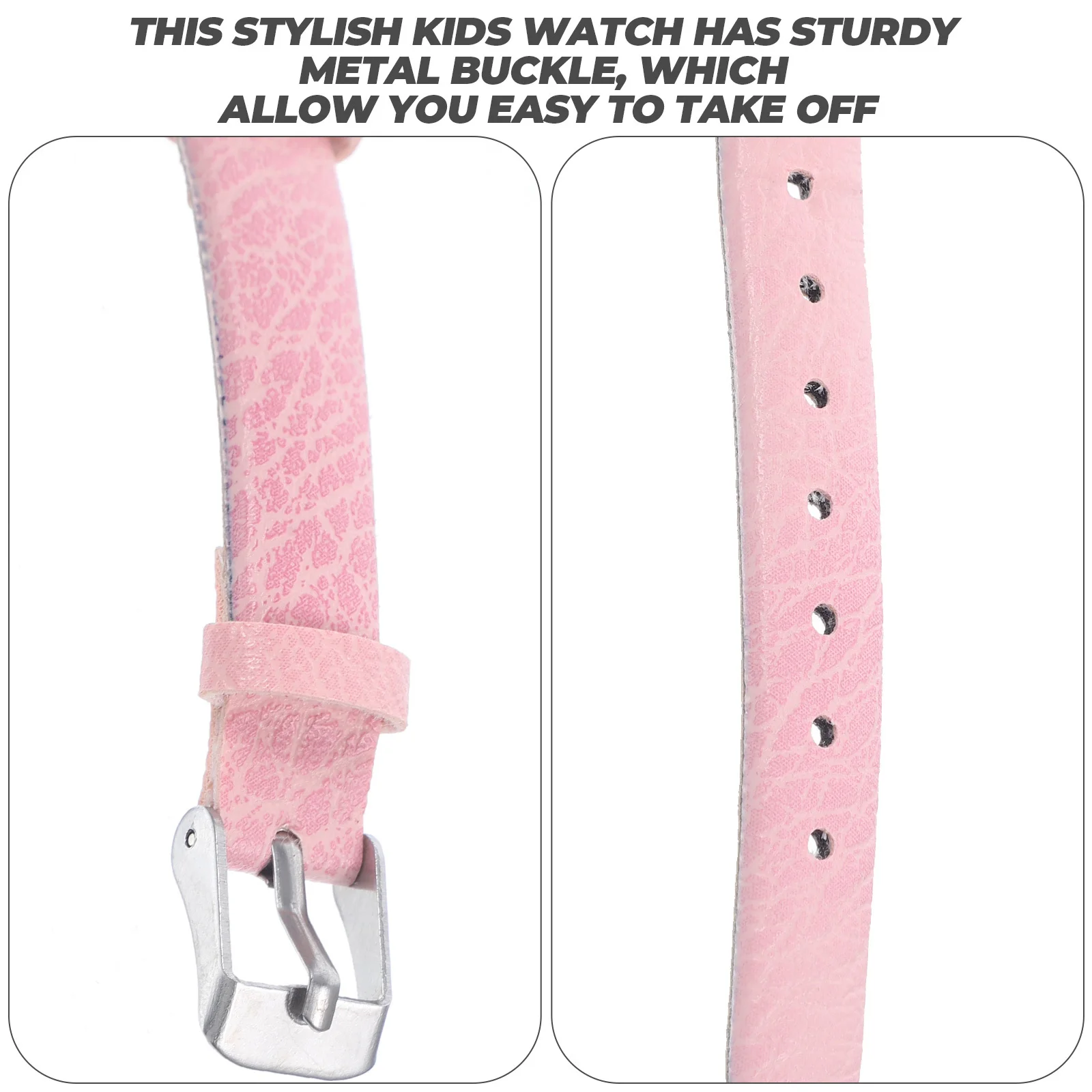 كوارتز لساعات كوارتز وردية لحزام ساعة تناظرية بإبزيم معدني ساعة متينة على شكل كرتوني هدية #1