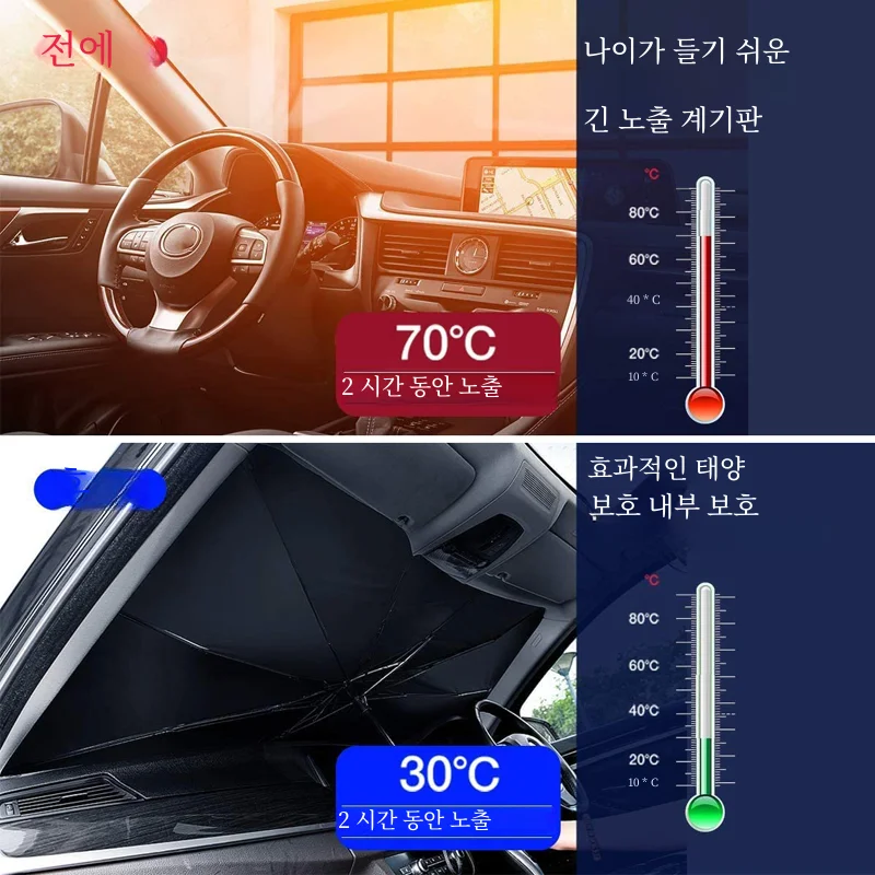 Car Sunshade Windshield Umbrella Front Sun Shade Parasol Foldable Summer Protection Car Seat Heat Insulation Car Accessories