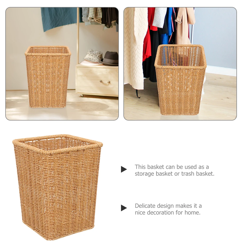 

Narrow Crevice Trash Can Garbage Bin for Kitchen Bathroom Waste Basket Bins Storage Woven Paper Bucket Container Household