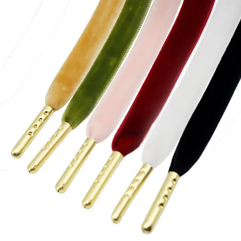 

Cheap 1cm Width Double Sided Velvet Surface Shoelaces Luxurious Women Men Black White Colorful Suede Pile Coating Shoes Laces