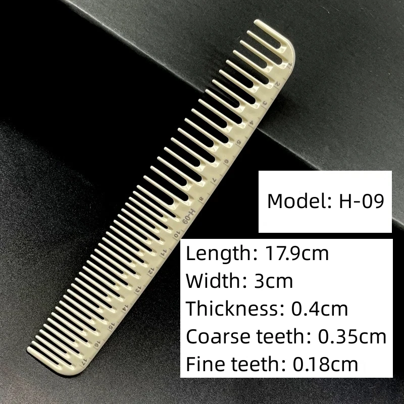 Breiter Zahnkamm mit Skala, Friseur-Haarschnittkämme, strukturierte Haarbürste für Herren, Friseursalon, grobe Zähne, Haarschneide-Styling-Bürste – Detail 11