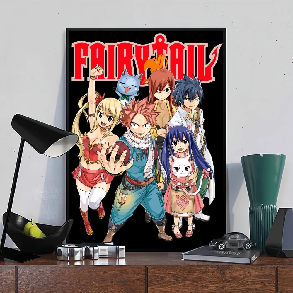 Anime Fairy Tail Self-adhesive Art Poster Fancy Wall Sticker for Living Room Bar Decoration Vintage Decorative Painting