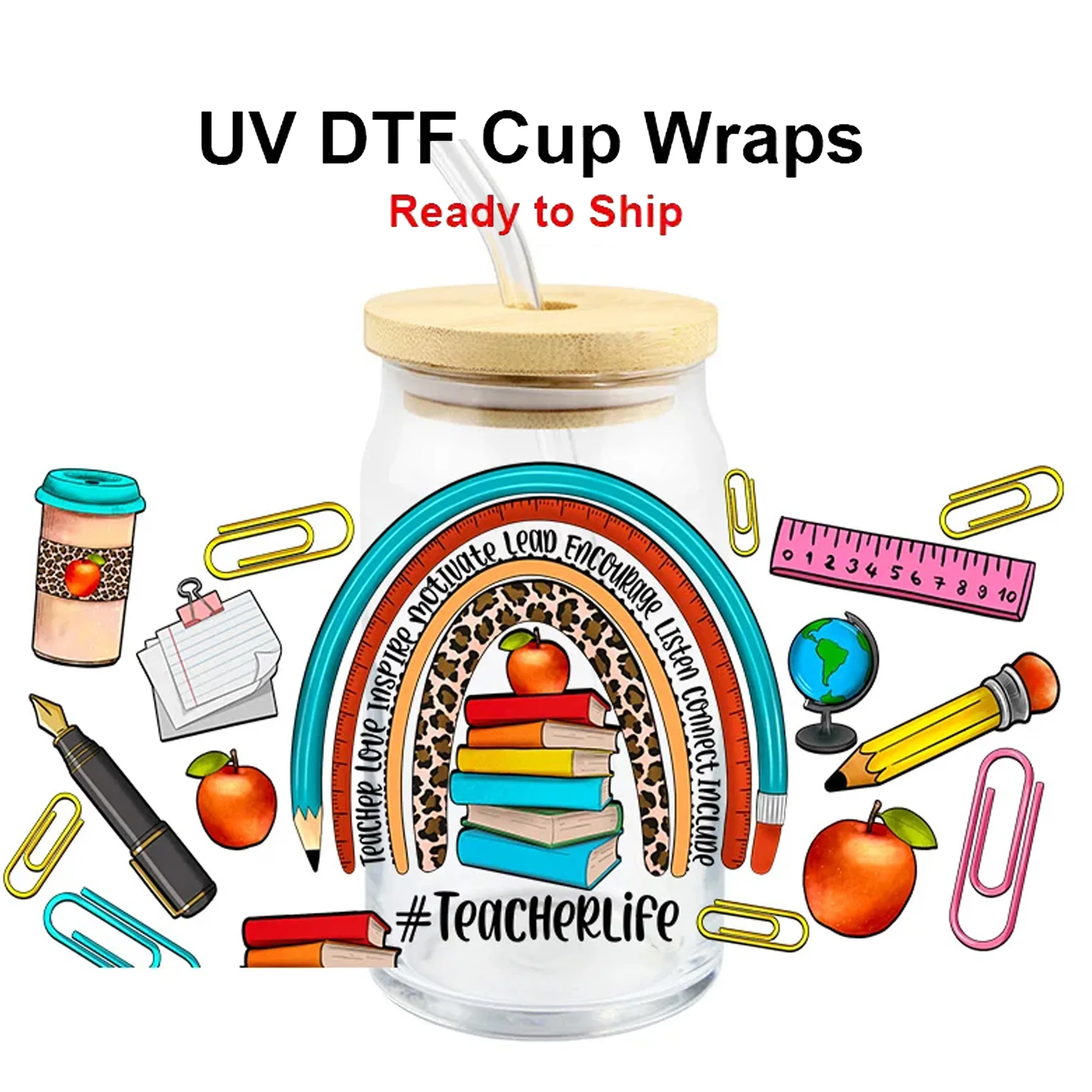 สติกเกอร์ทัมเบลอร์ UV DTF กันน้ำพิมพ์โลโก้3D แบบถ่ายโอนด้วยแสง UV