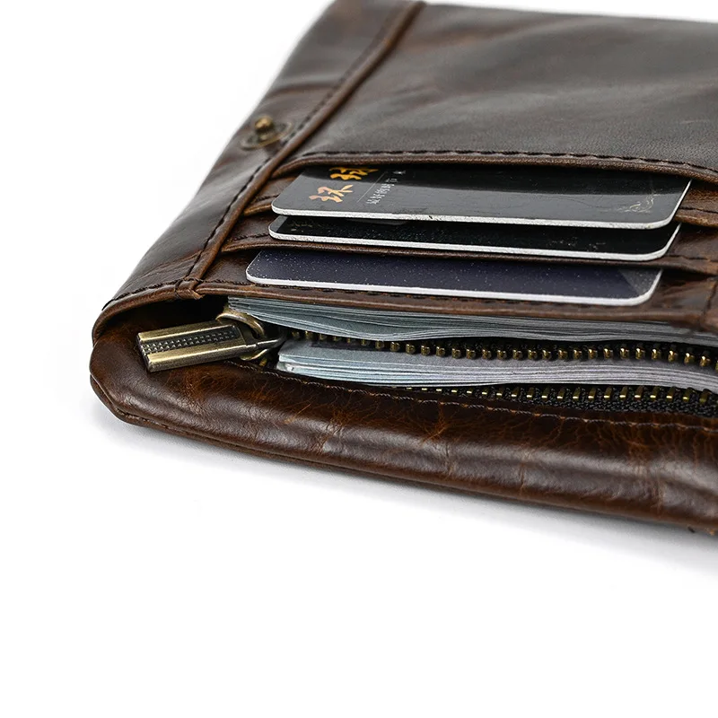 Men's RFID Cowhide Card Holder Wallet with Coin Purse description 18