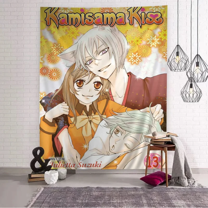 VIKAMA Kamisama Kiss Wandteppich im Retro-Manga-Magazin-Design, perfekt für mädchenhafte Dekoration, Schlafzimmer-Wandgestaltung und Fotohintergründe