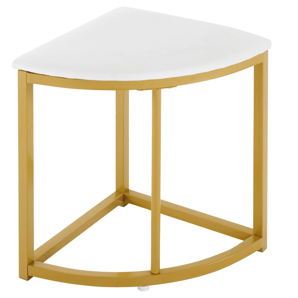 PINGGO Weißes Esstisch-Set mit 4 Samtstühlen, MDF-Tischplatte, vergoldeter Eisenrahmen, moderne Luxusmöbel für die Küche – Detail 11