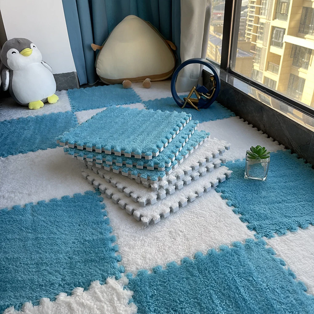 10piece Multifunctional Interlocking Carpet Tiles Easy And DIY Installation Plush Foam Floor Mat