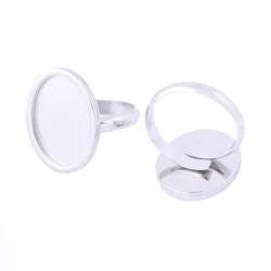 5pcs Oval Cabochon Ring Bezel Setting Trays Fit 13x18mm 18x25mm Base Blanks For Jewelry Making
