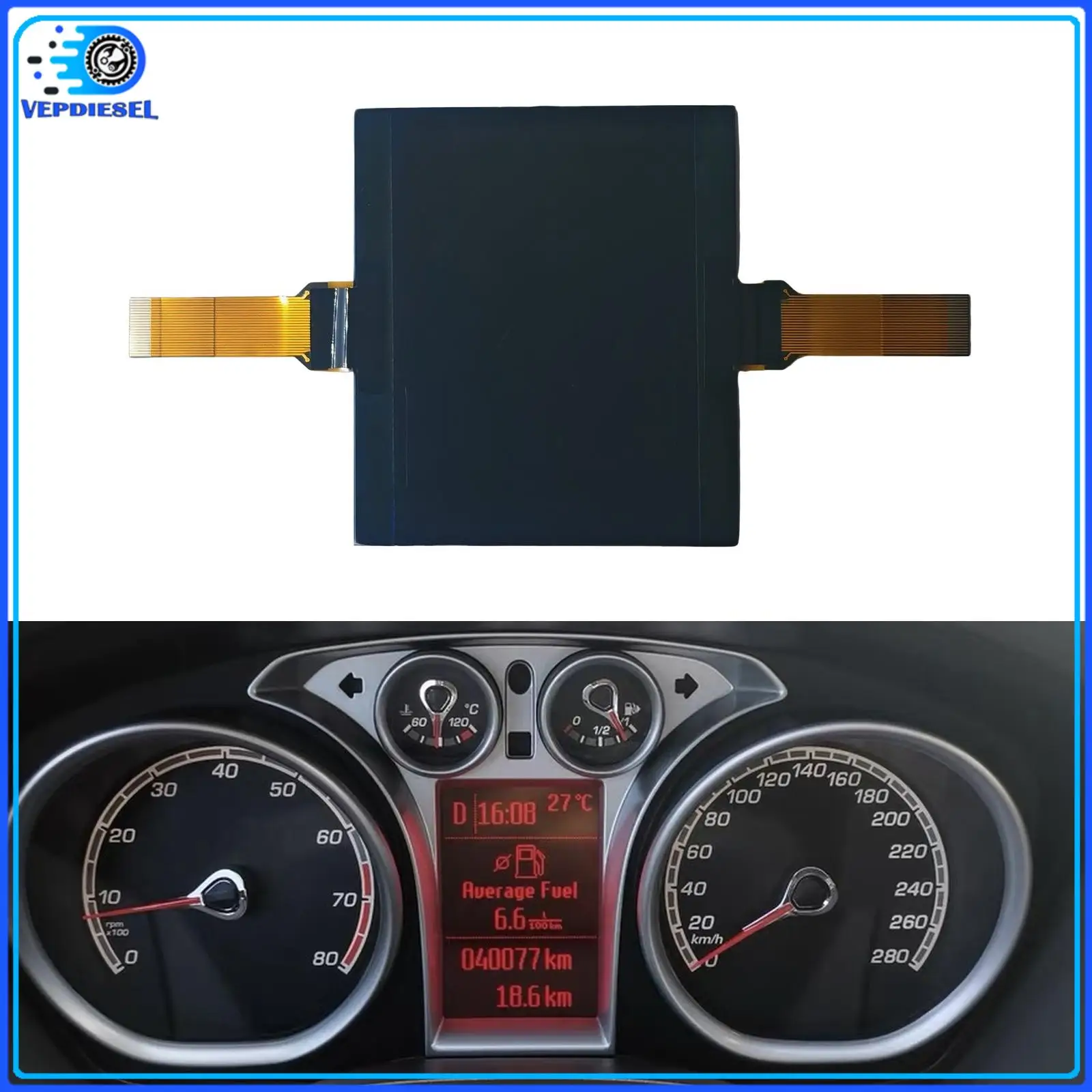LCD Display Instrument - 2 Ribbons Connector For Ford Focus Kuga Galaxy C-Max Mondeo Instrument - 2 Ribbons Connector Auto Parts