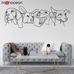 Dogs Line Art wall decal, Grooming Wall Decor, Veterinary Decals, Pet Lover Gift, Pet Shop Dog Wall Vinyl Decal sticker 5J05