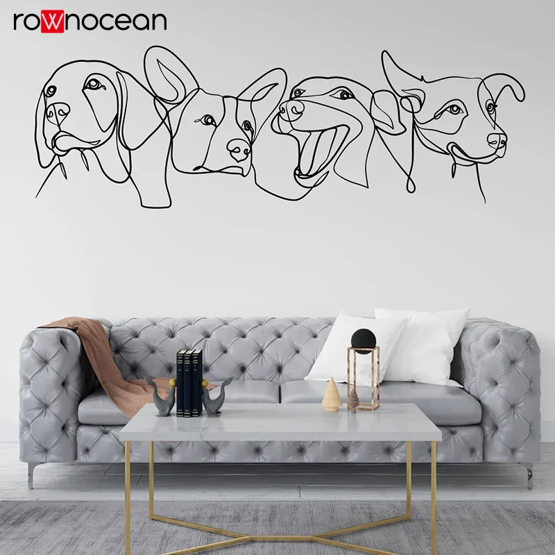 Naklejka ścienna Dogs Line Art, Grooming Wall Decor, Veterinary Decals, Pet Lover Gift, Pet Shop Dog Wall Vinyl Decal sticker 5J05