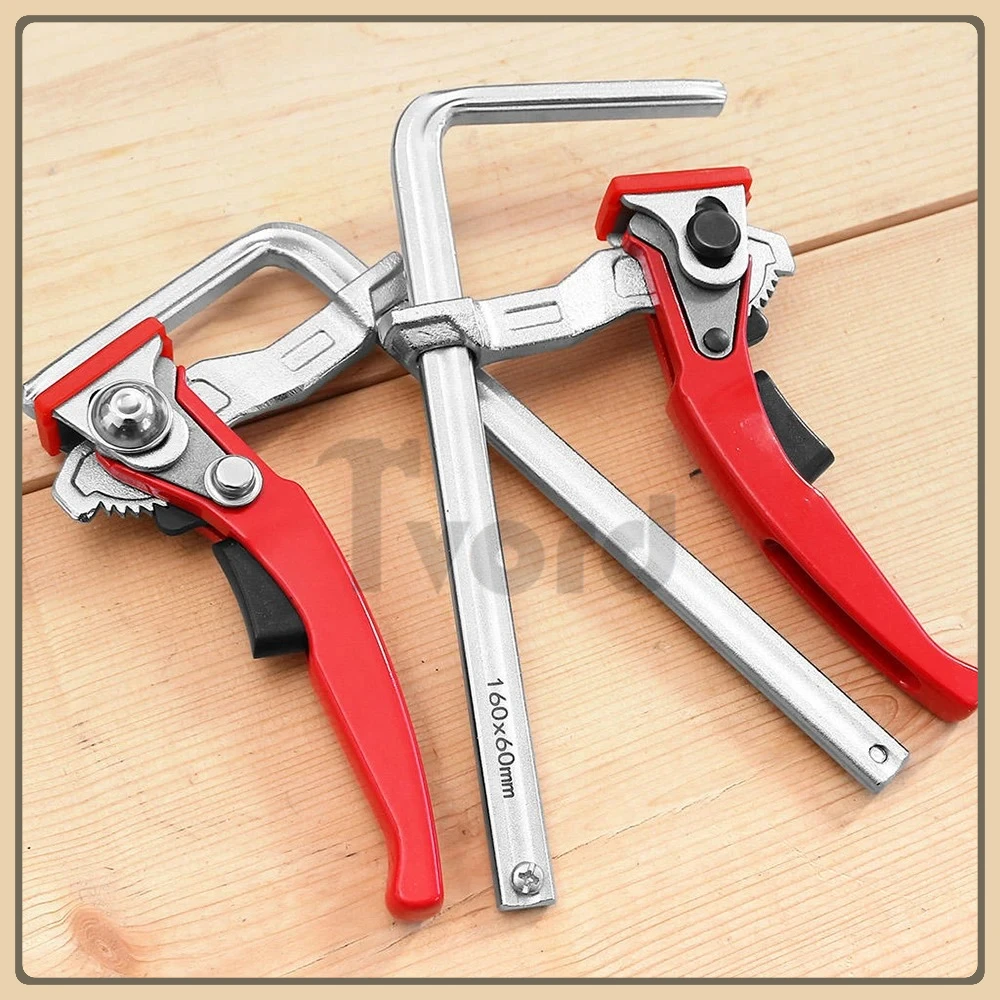 

2PCS 160x60mm Guide Rail Ratchet Clamp, Woodworking F Clamp Quick Clamping For MFT and Guide Rail System Hand Tool