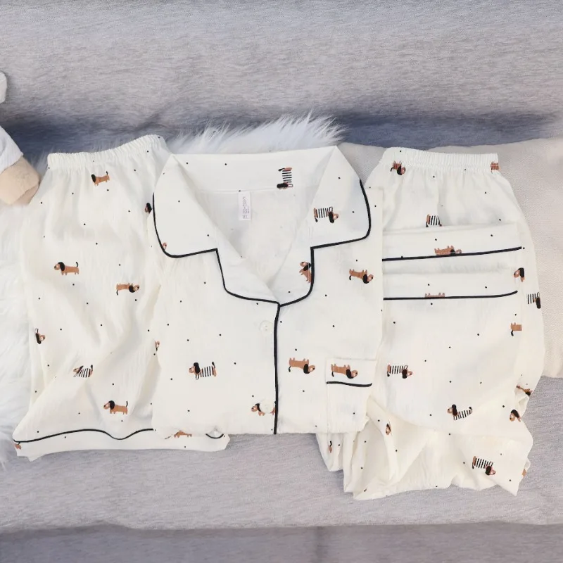 Dachshund Dot Print Women's 3 Pieces Pajama Set Harajuku Style Fashion Women's Pajama Summer New 2026 Casual Sweet Cute Homewear 2