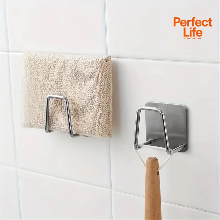 1 piece kitchen stainless steel sink rack, non-punching self-adhesive drainage drying rack, sink storage rack