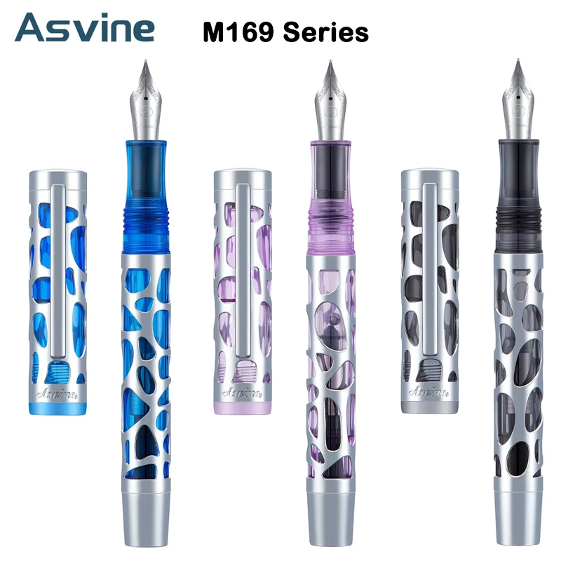 

Asvine M169 Acrylic Dropper Fountain Pen Transparent Metal Skeleton Writing Pen EF/F/M Nib Stationery Office School Supplies