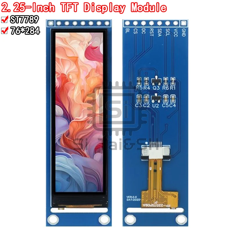 2.25-inch TFT LCD ST7789 small screen 76*284 module LCD full view SPI color screen