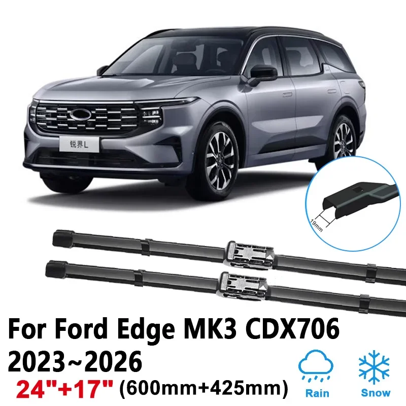 

24"+17" For Ford Edge MK3 CDX706 2023 2024 2025 2026 Car Front Wiper Window Wipers Blades Rubber Brushes Wipe Auto Accessories