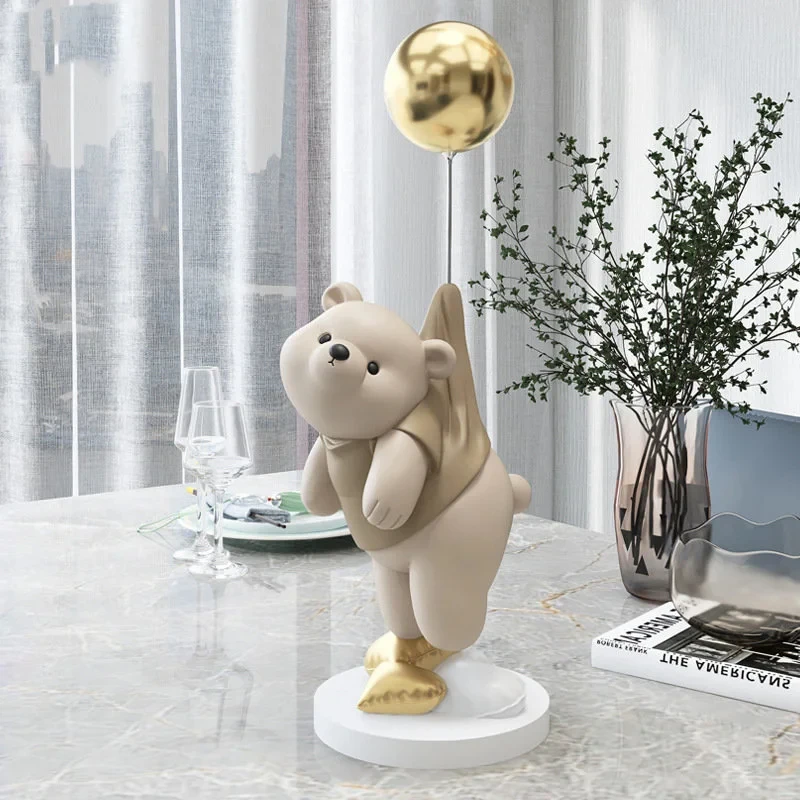 2024 Balloon Polar Bear Resin Creative Ornaments Home Decor Crafts Statue Office Desk Figurines Decor Bookcase Sculpture Crafts