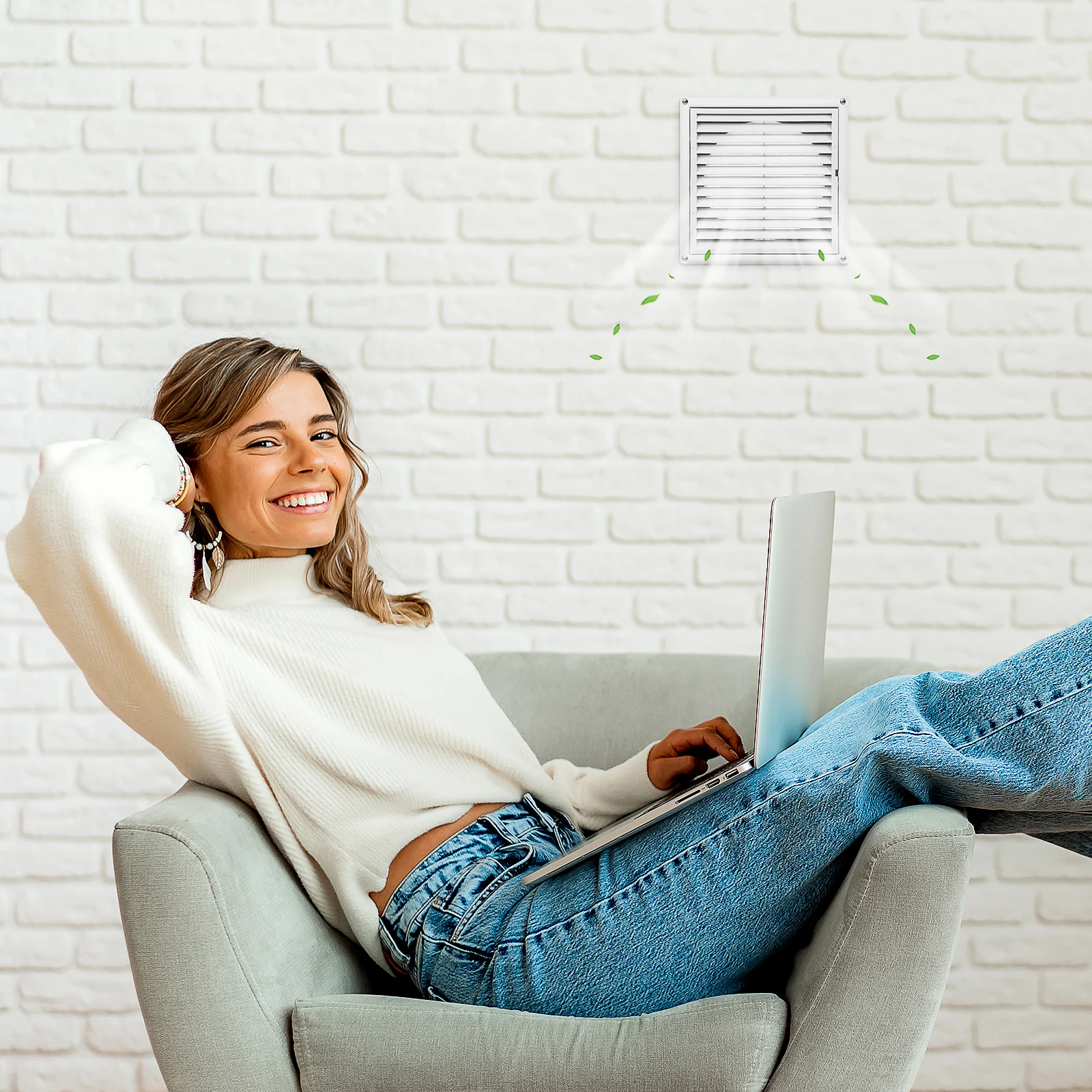 1Pc Ventilation Grill Cover Material Mosquito Prevention Simple Design Exhaust Ventilation 150mm White