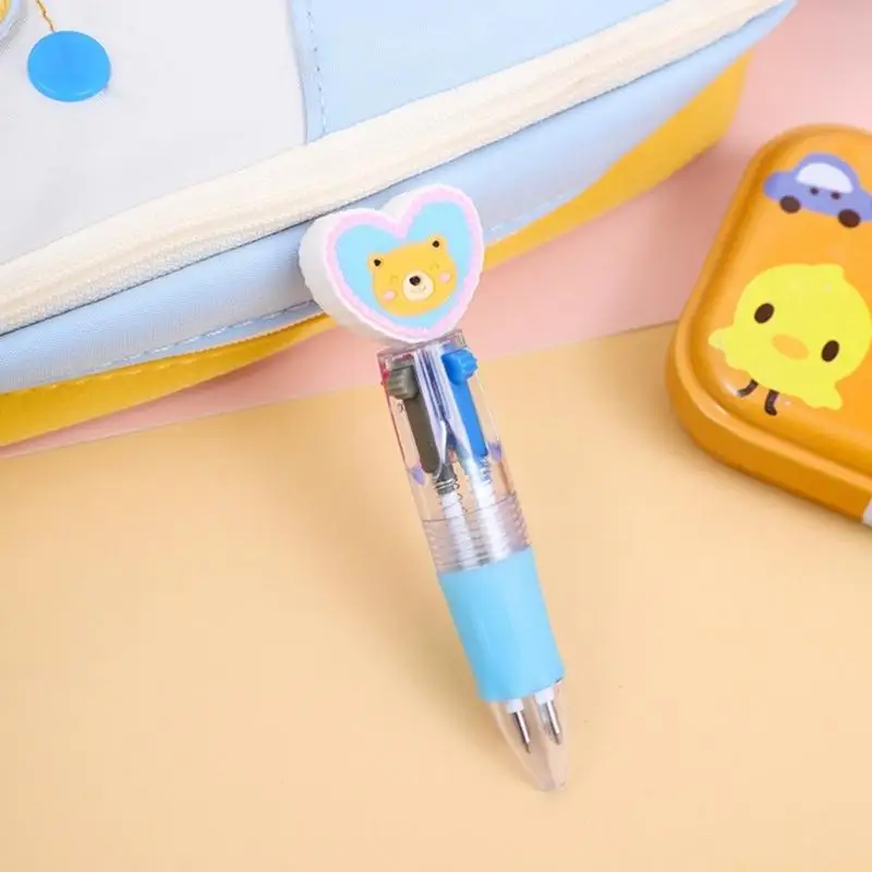 

12Pcs Heart Multicolored Pen for Student Kid Classroom Exchange Gift 4 Color-in-1 Ballpoint Pen 0.7mm Quick Drying