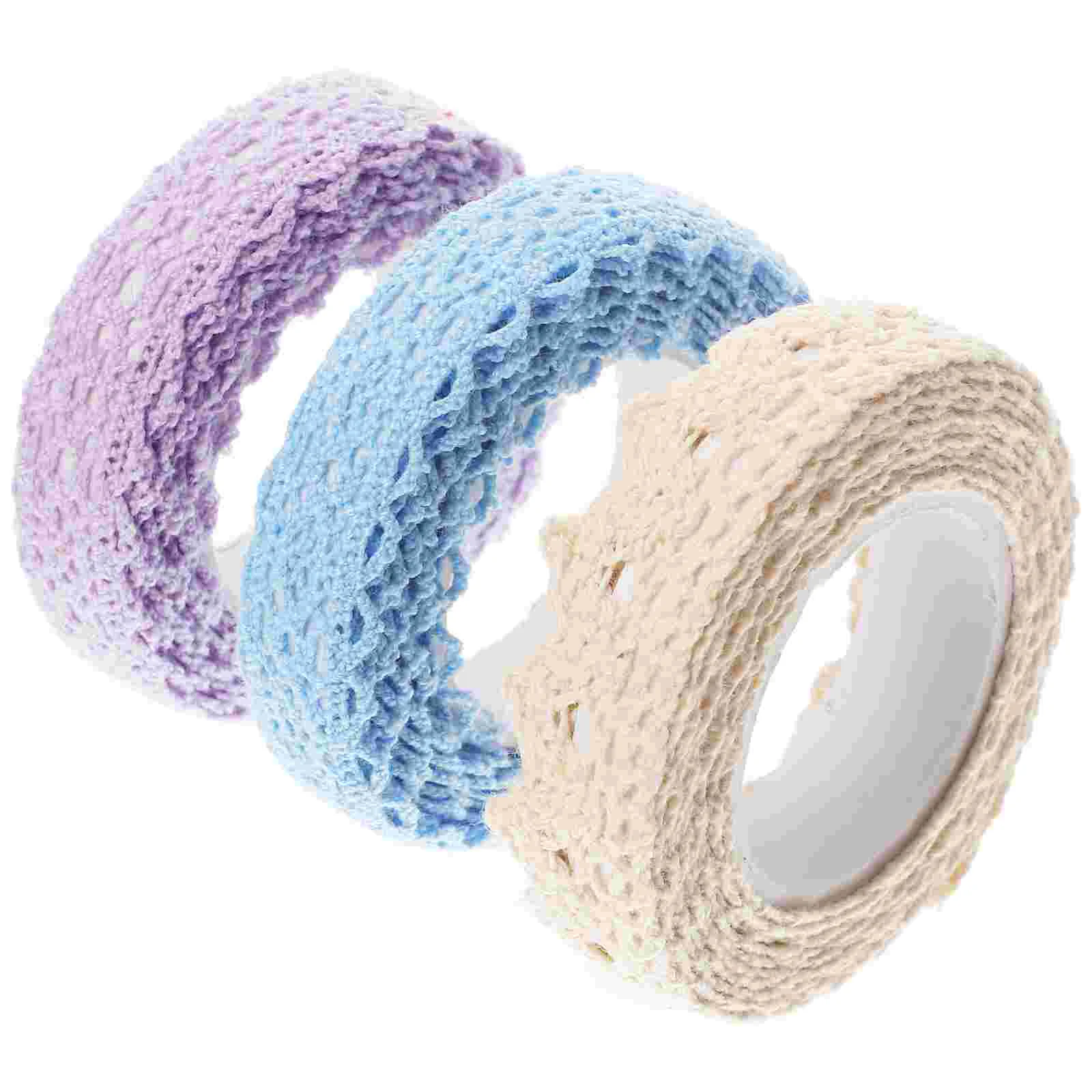 3 Rolls Fabric Lace Tape Black Duct Stickers Japanese Paper Grace Pattern Tapes Adhesive Creative Scrapbooking